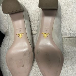 Prada Milano Suede Beige Block Heels